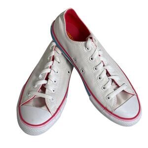Converse Women's Chuck Taylor All Star Ox White‎ Rainbow Trim Shoes Size 6